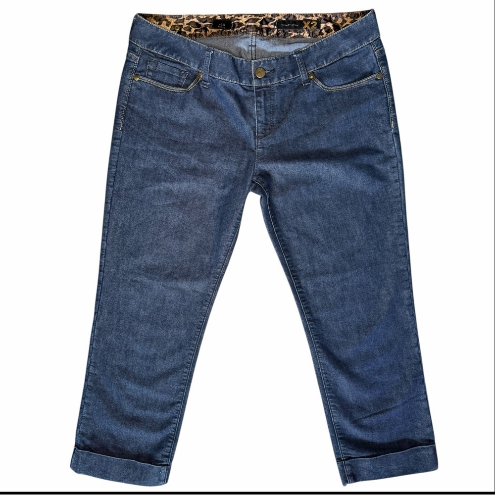 X2 Quality Denim W10 Stella Women's Dark Wash Blue Cropped Cuffed Jeans Y2K